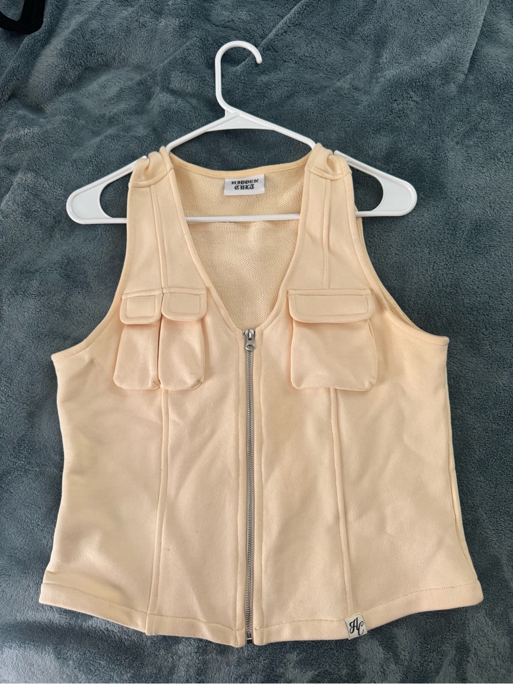 Hidden Cult Cream Utility Zip Front Vest